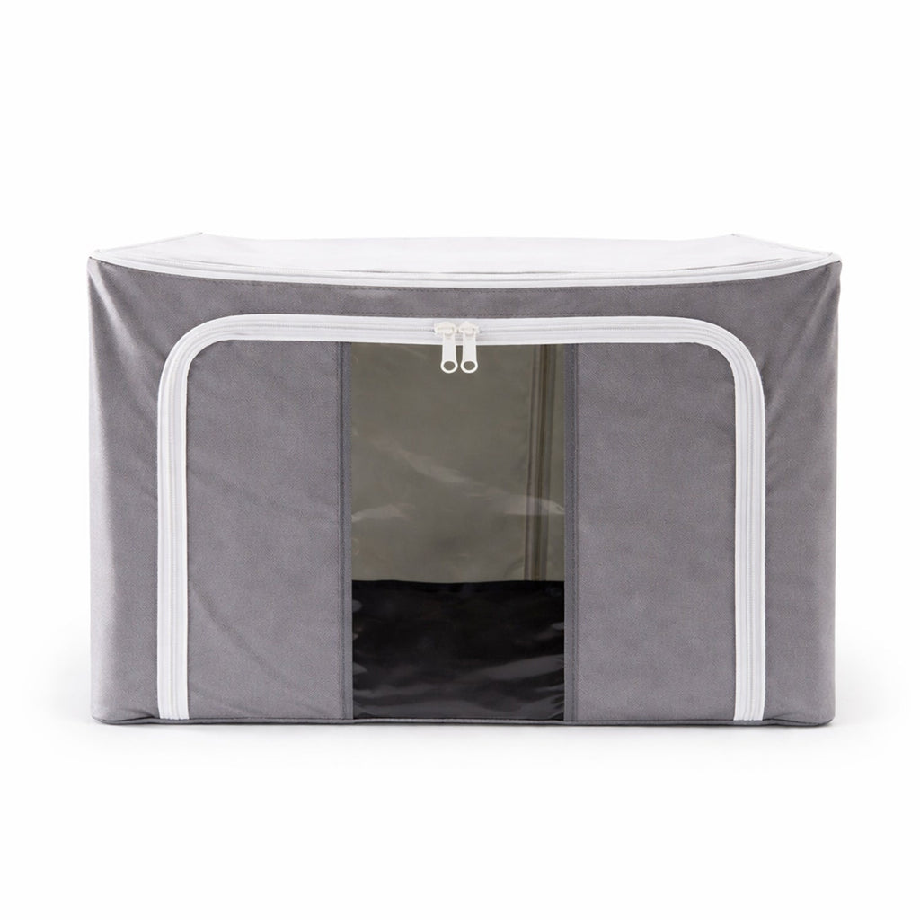 A hand demonstrating the easy folding mechanism of the collapsible storage bag.