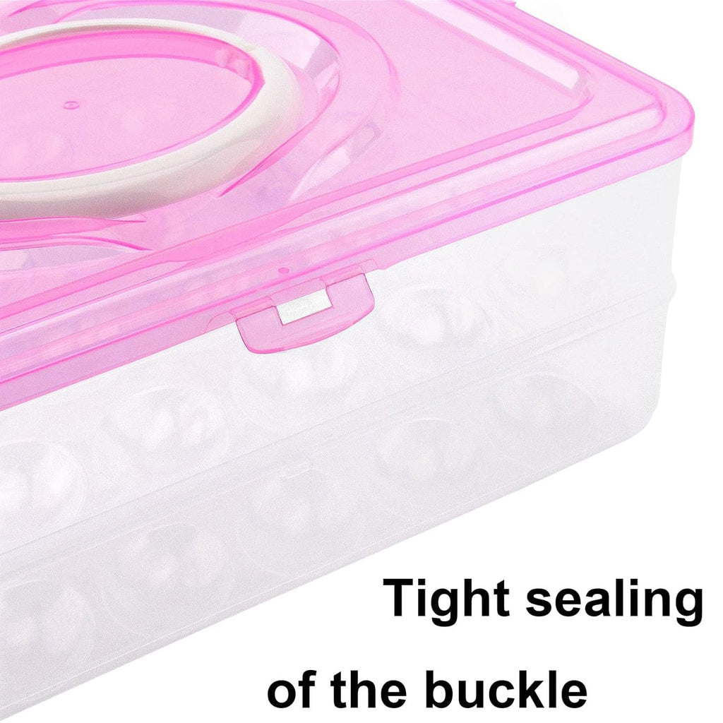 Durable food-grade plastic egg storage box in a modern kitchen setting.