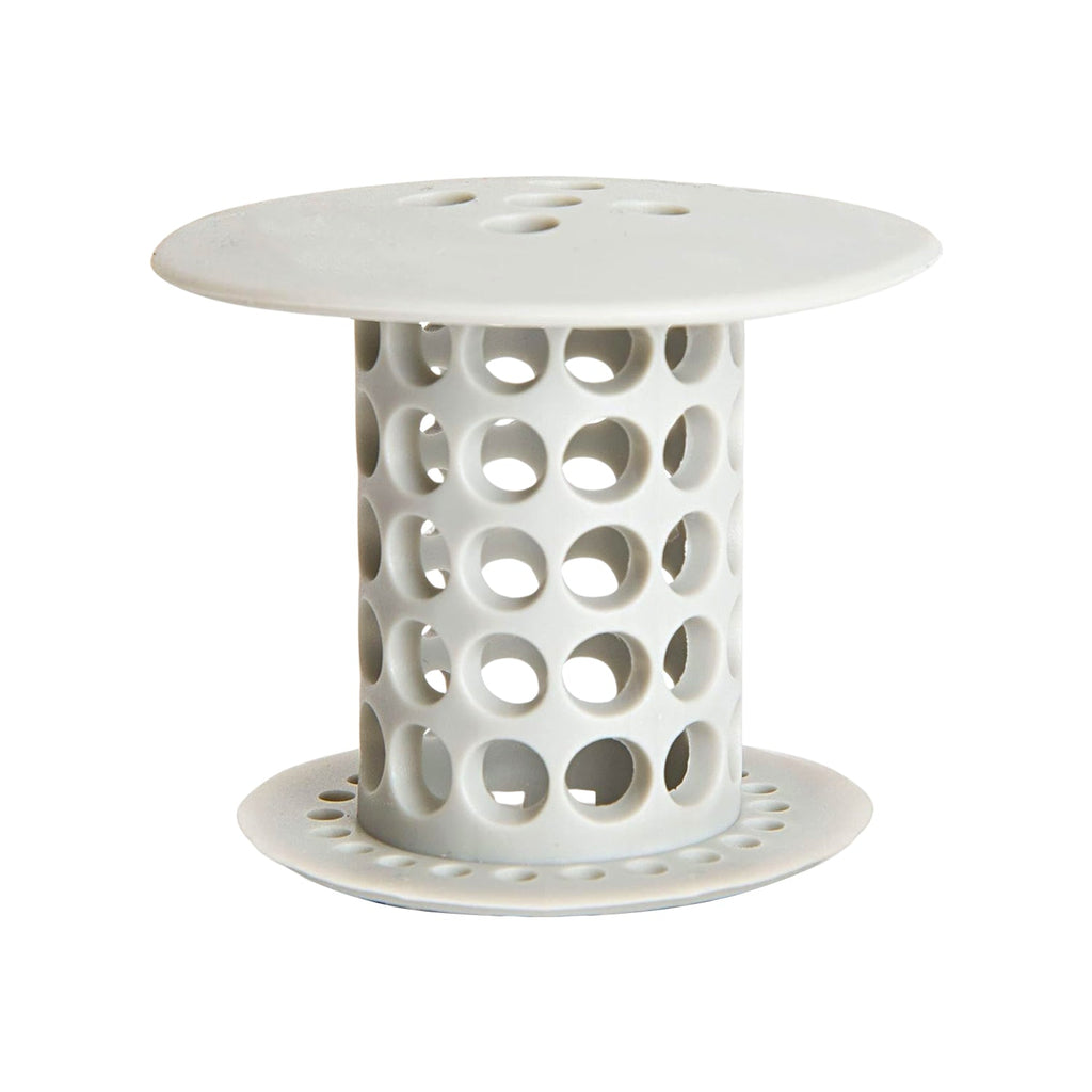 Flexible silicone sink and tub hair catcher strainer in use