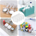 Refrigerator drawer dividers in use, organising food packets.