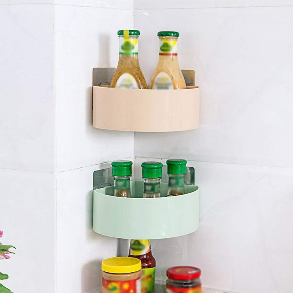 Compact bathroom storage rack holding toiletries, demonstrating space-saving design.