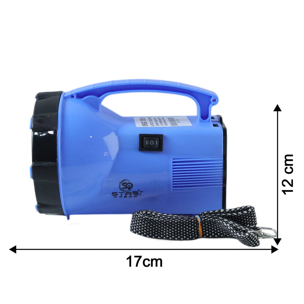 Close-up of rechargeable LED torch showing durable build