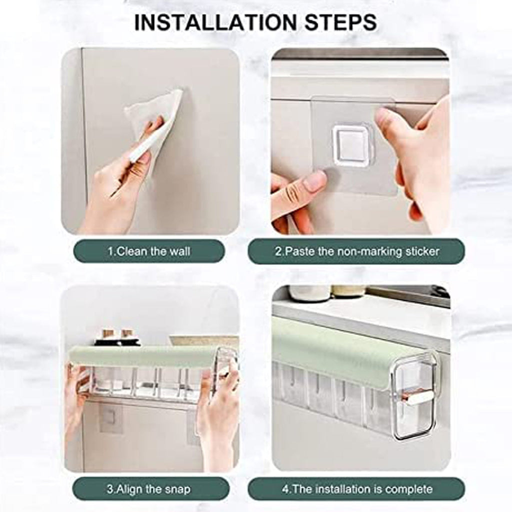 Detailed view of the pull-out handle on the wall mount drawer organizer for easy access.