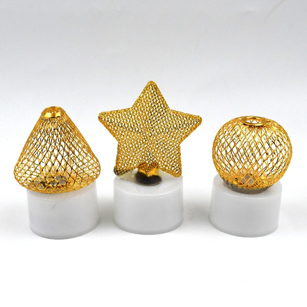 Packaging for the three-piece flameless LED candle set, highlighting product features.