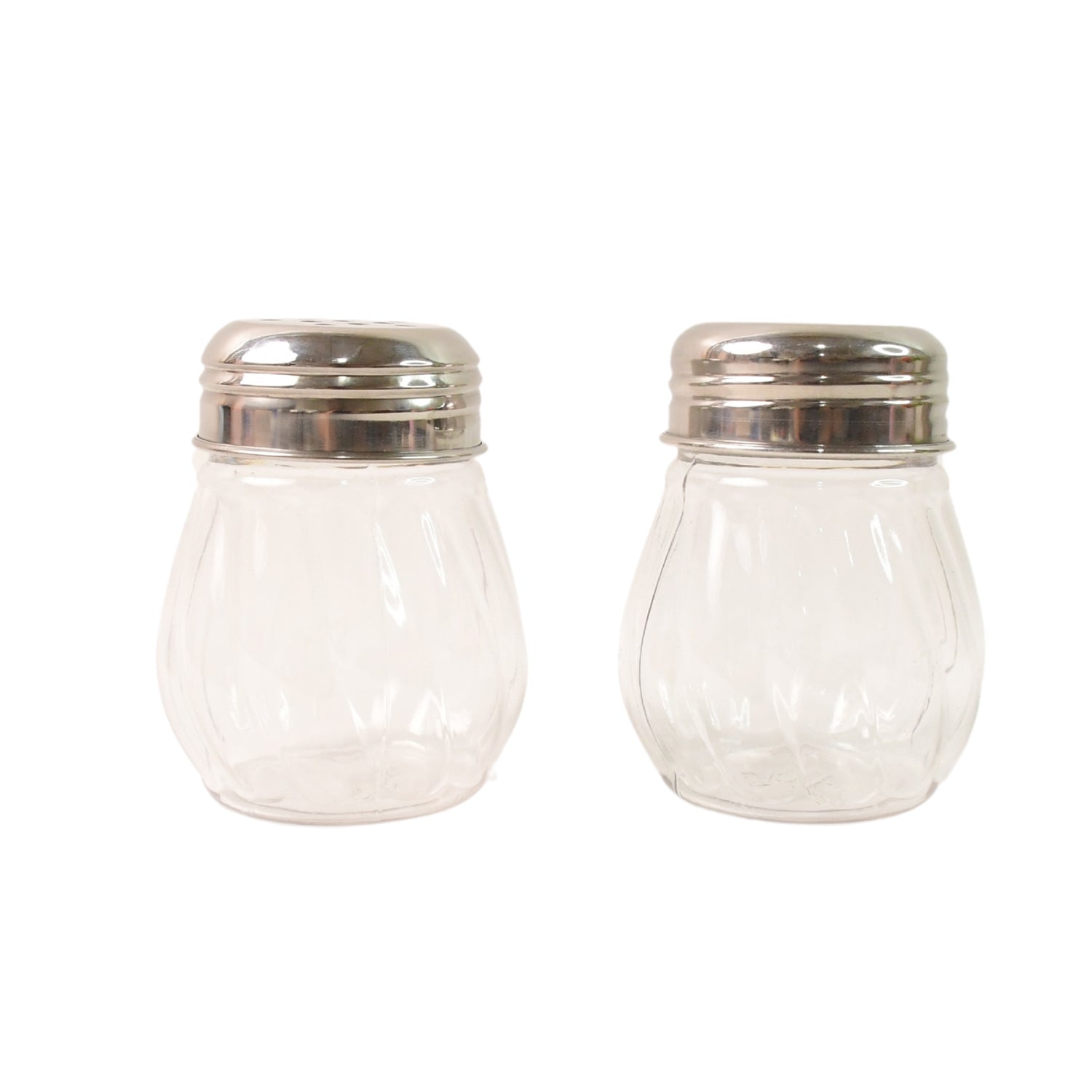 Compact and reusable 2-piece plastic spice shakers with stainless steel lids for chilli and oregano flakes