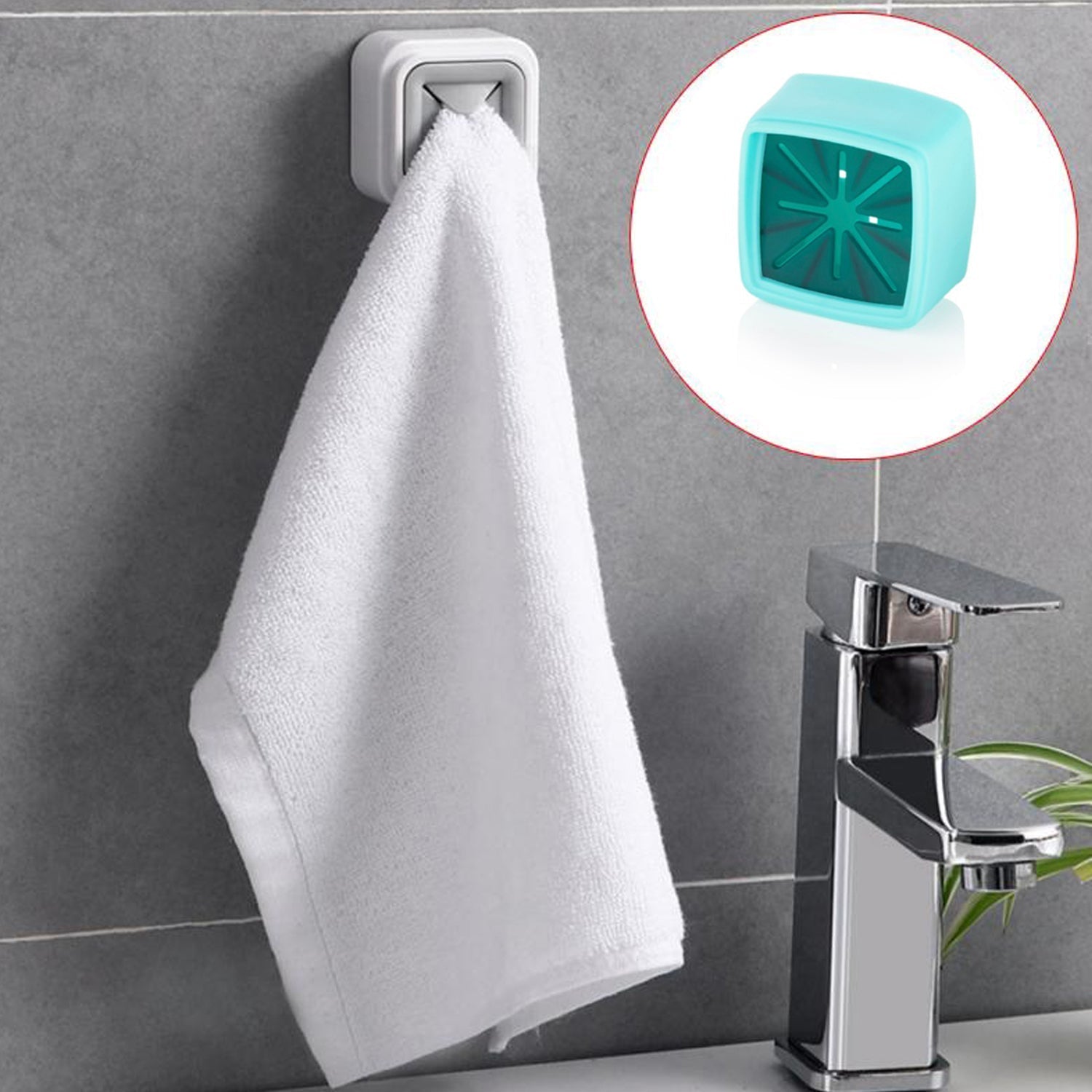 The 4-piece Towel Holder Set shown in a modern bathroom setting, enhancing decor.
