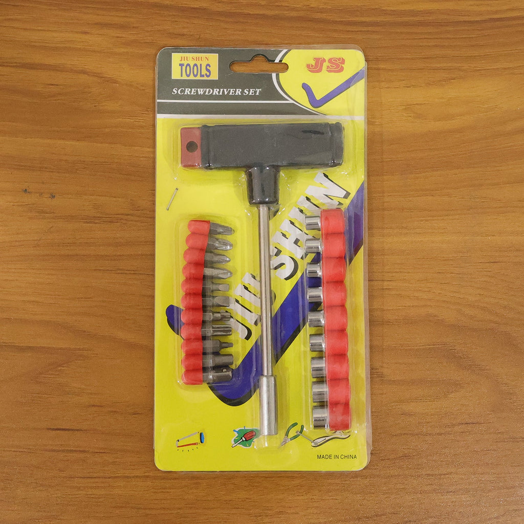 T Handle Screwdriver Kit displaying its wide range of multiple bit options.
