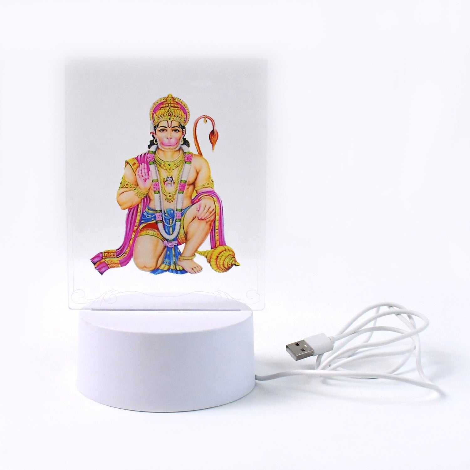 Luxe 3D Lord Hanuman Frame with soft warm LED light for prayer room
