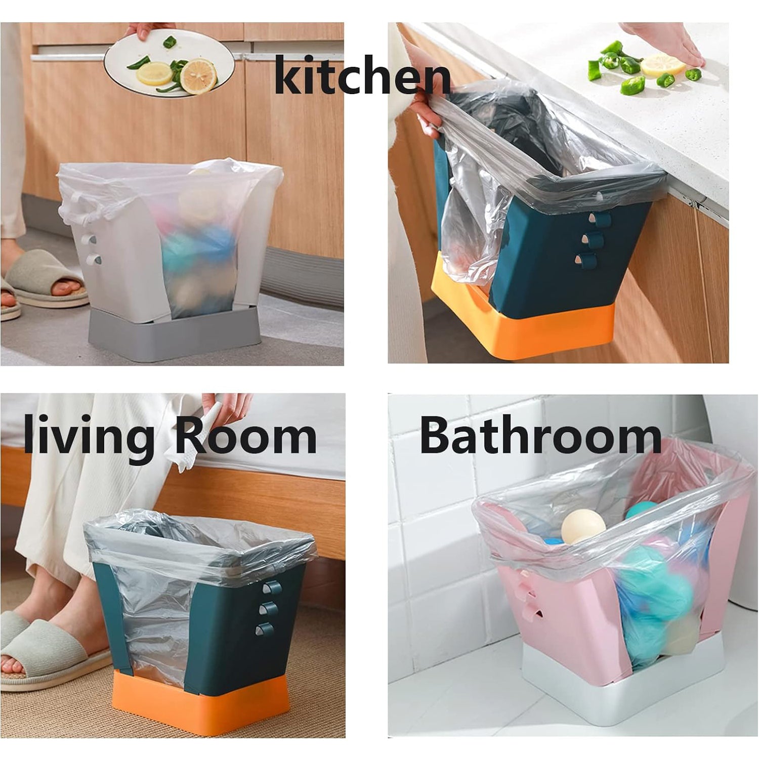 The versatile expandable waste bin shown in its collapsed, space-saving configuration.
