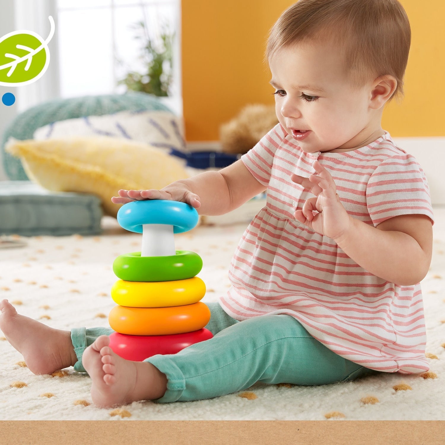 Plastic stacking toy with a teddy bear design, ideal for early learning.
