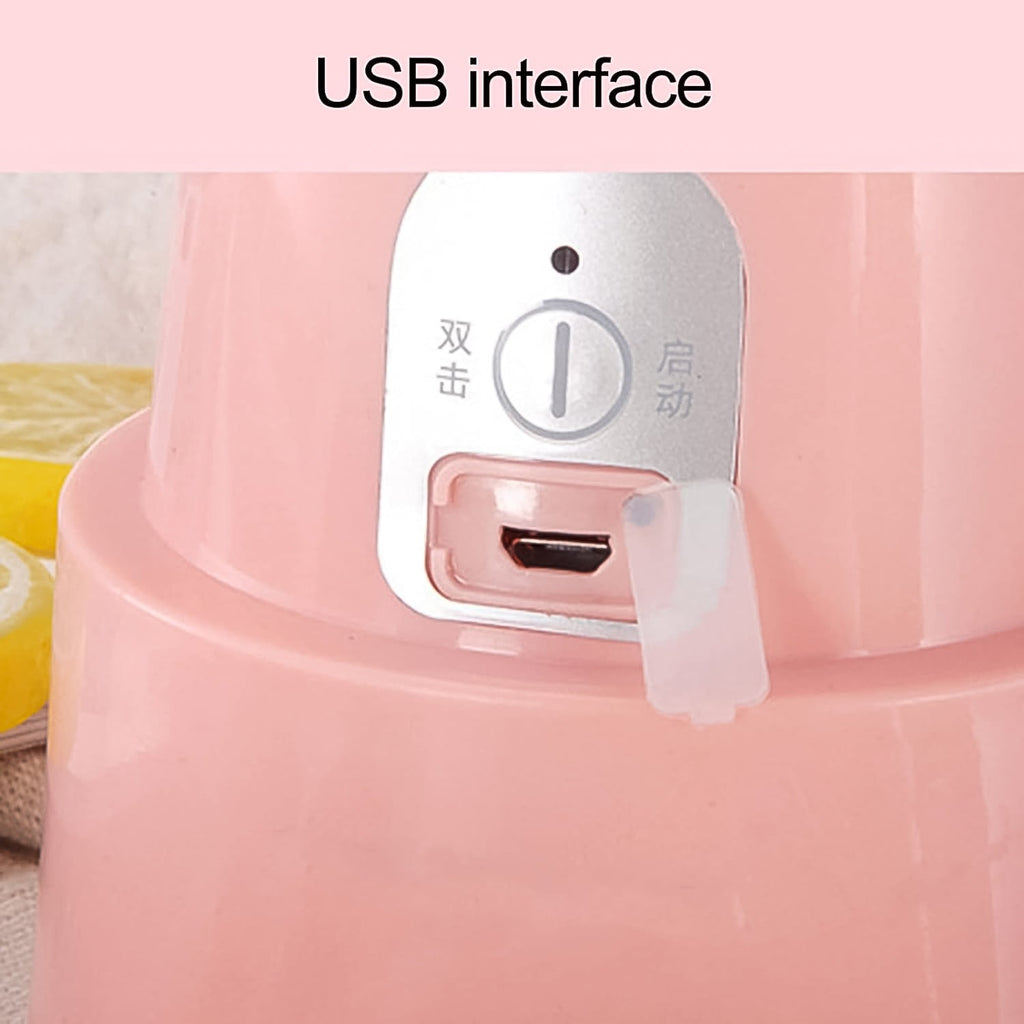 Close-up of the compact 500ml portable juicer mixer with a sleek design.