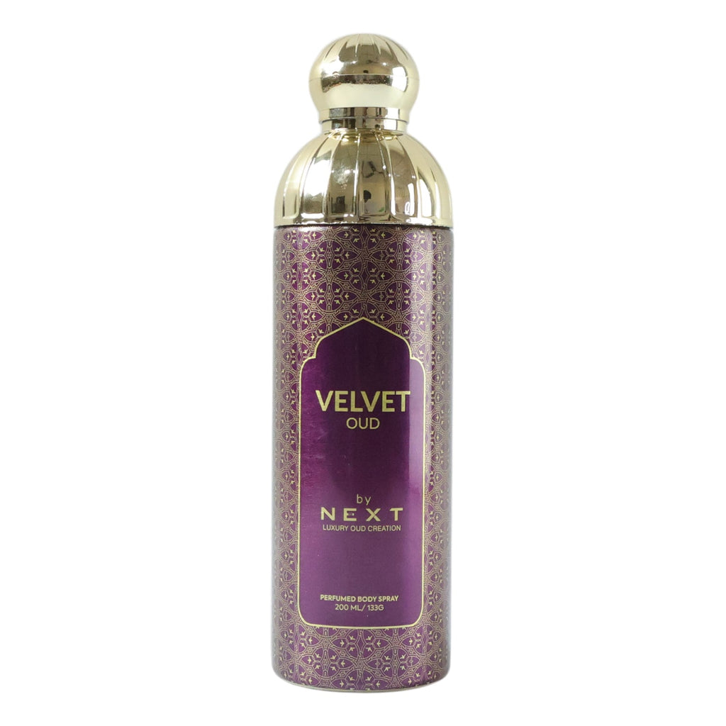 Next Velvet Oud perfume deodorant bottle view with stylish design