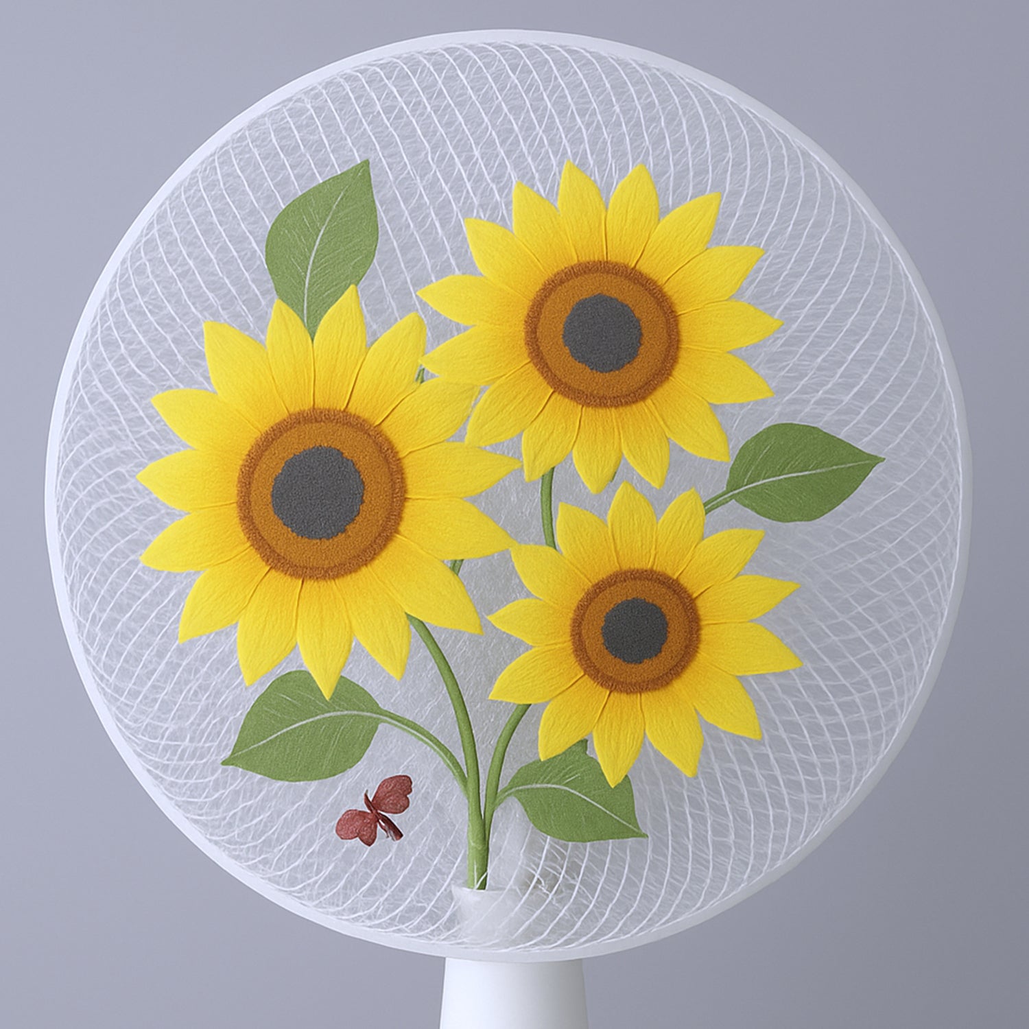 Fan blades protected by sunflower mesh fan cover