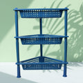 VoltDesk's 3-tier plastic storage rack in a modern home setting.