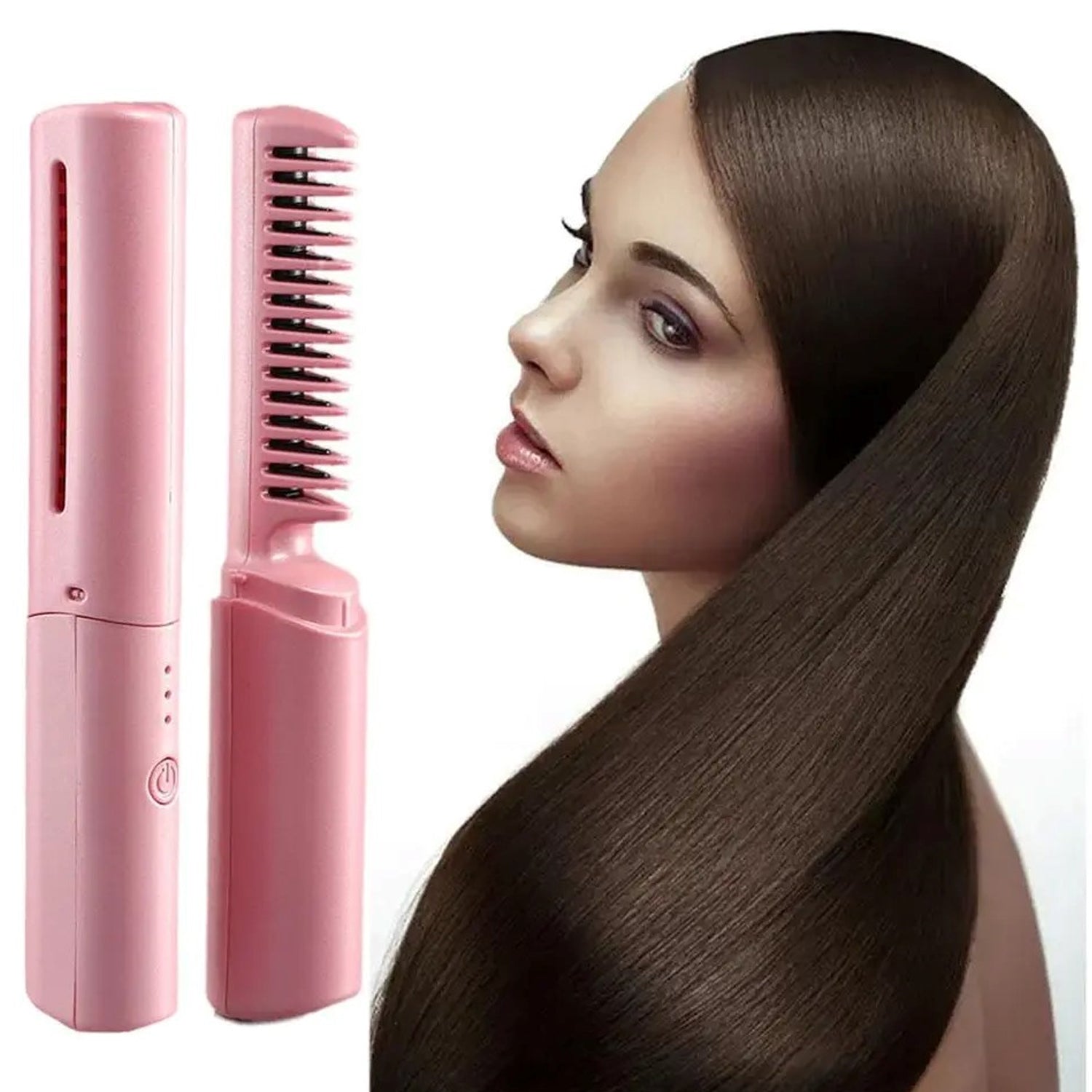 Rechargeable mini hair straightener comb in white