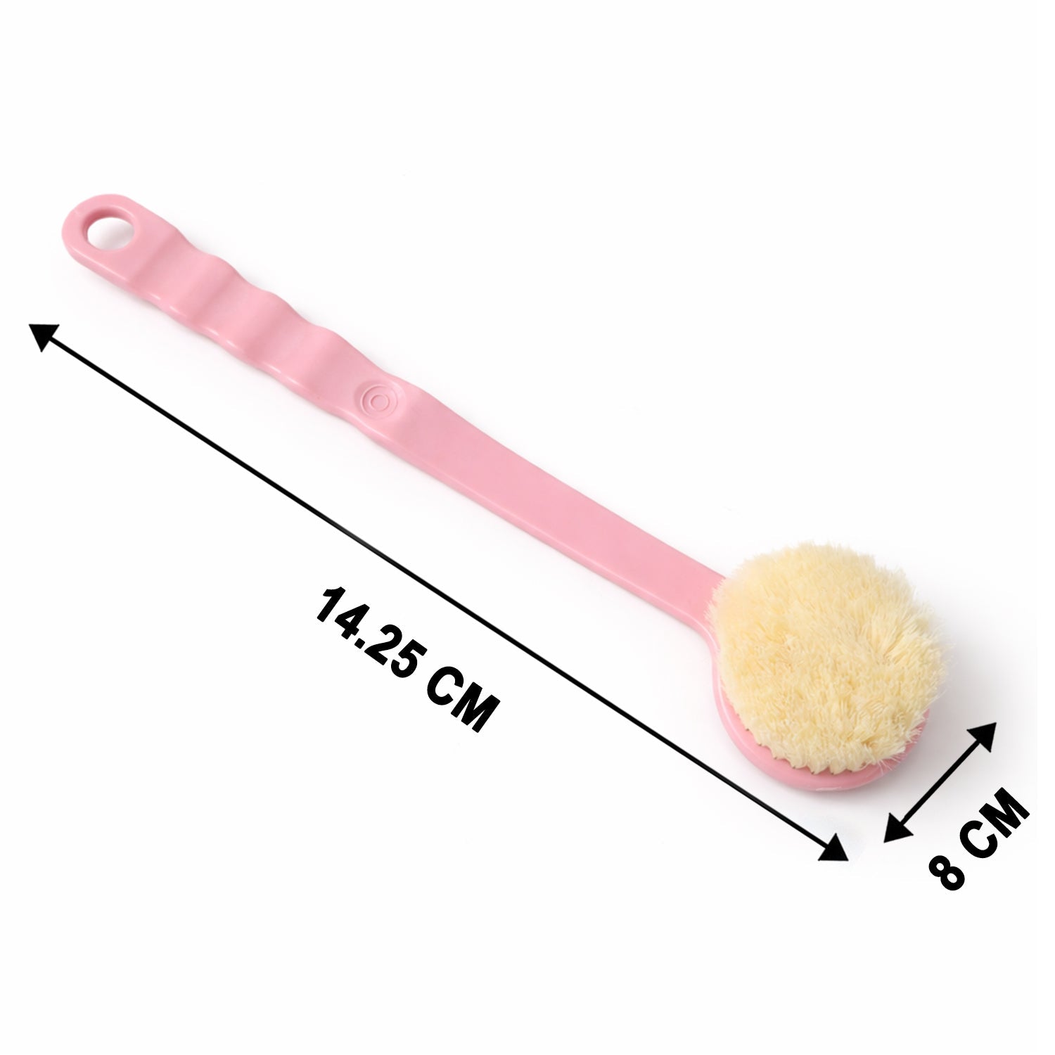 Angled view of the Velvet Wipe long handle body brush, highlighting its extended reach.