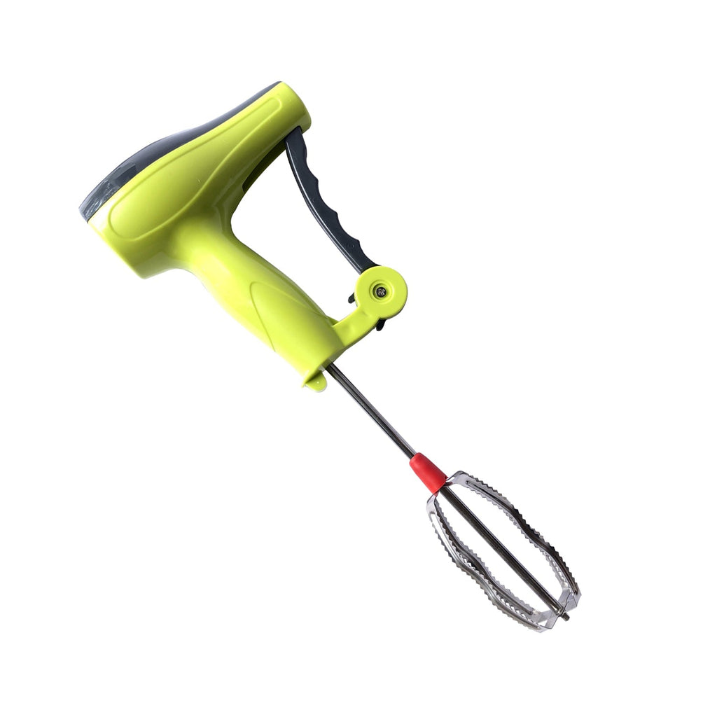 The ergonomic handle of the Quickslice manual hand blender for comfortable grip.