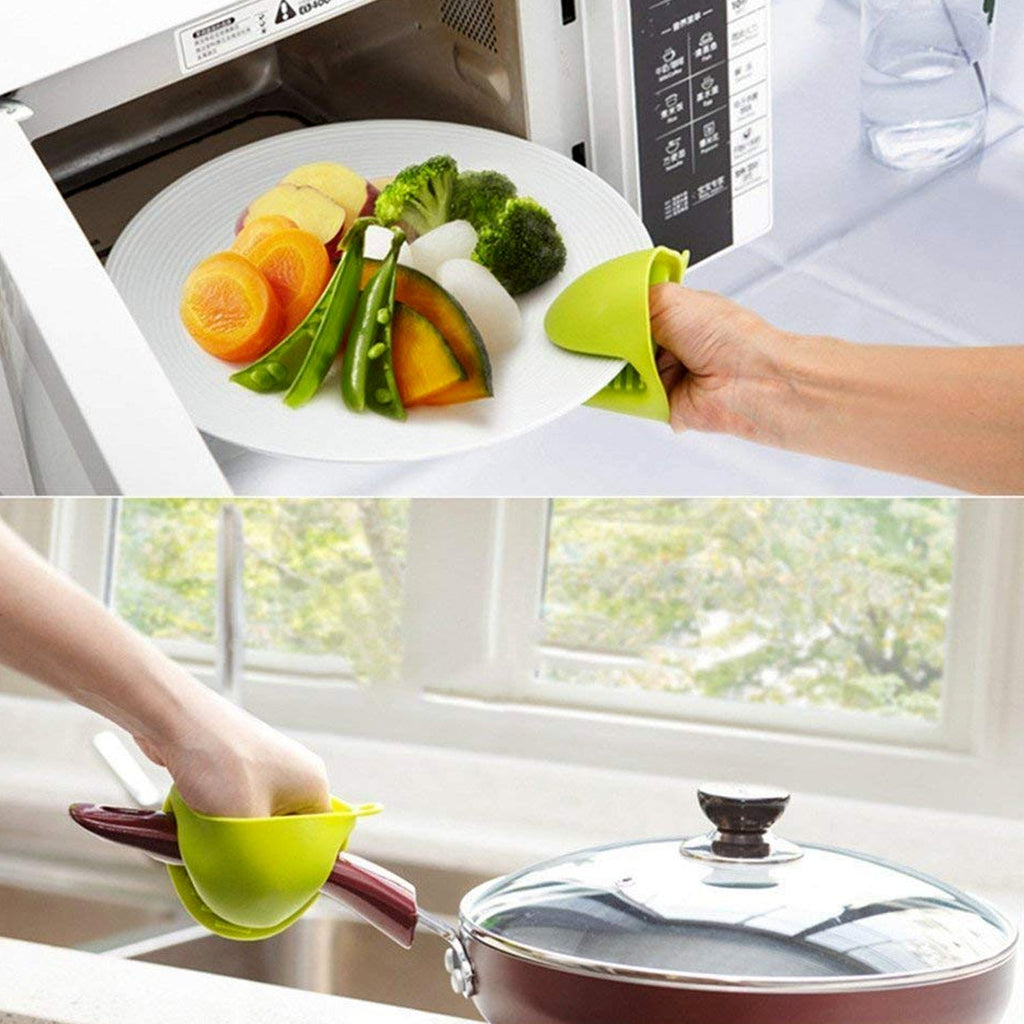 Bright red silicone heat resistant potholder with a textured grip.