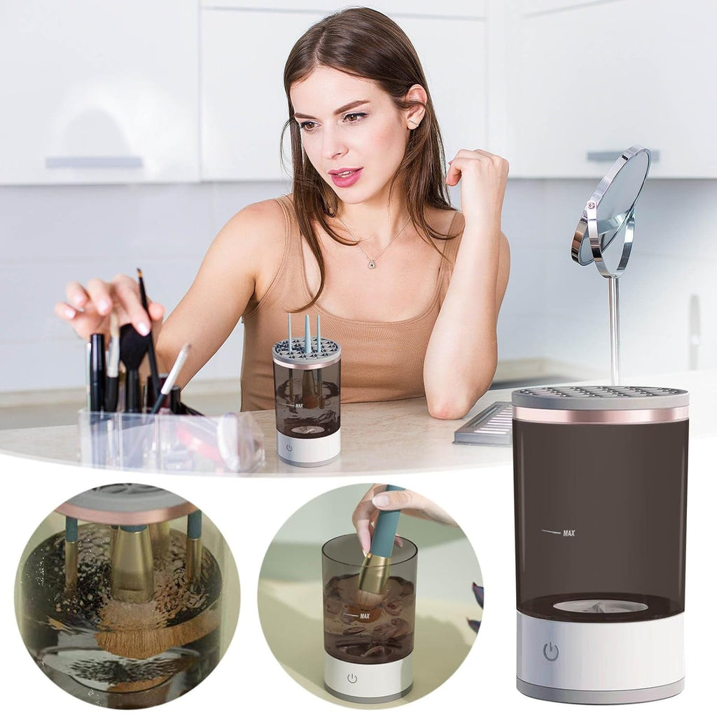 Hygienic cleaning process of the electric makeup brush cleaner for healthier skin.