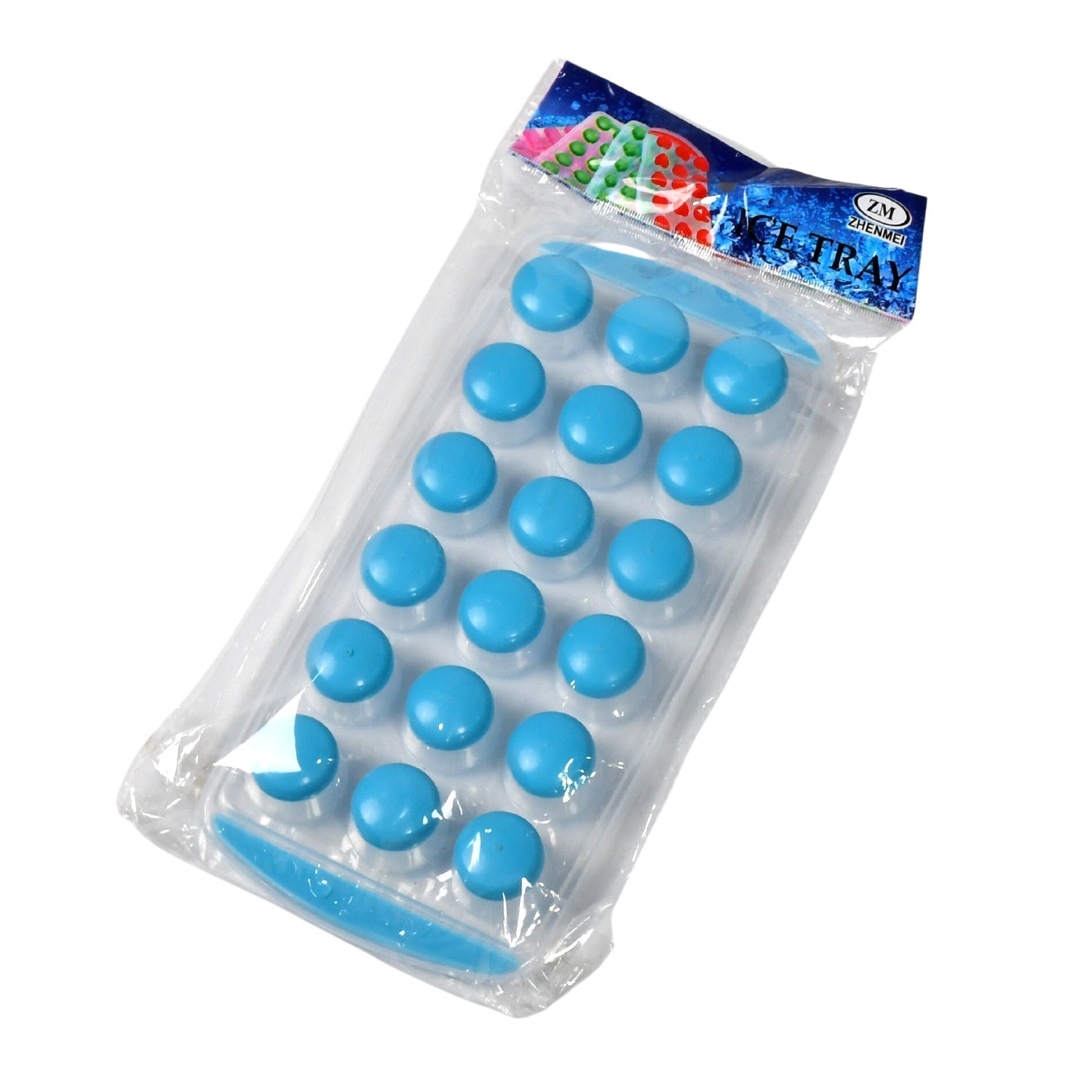 Detailed view of the flexible round silicone ice cube tray, showcasing its material.