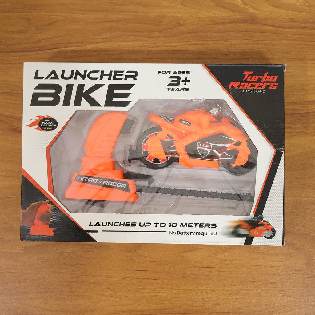 Detailed photo of kids' manual pull launcher racing bike toy