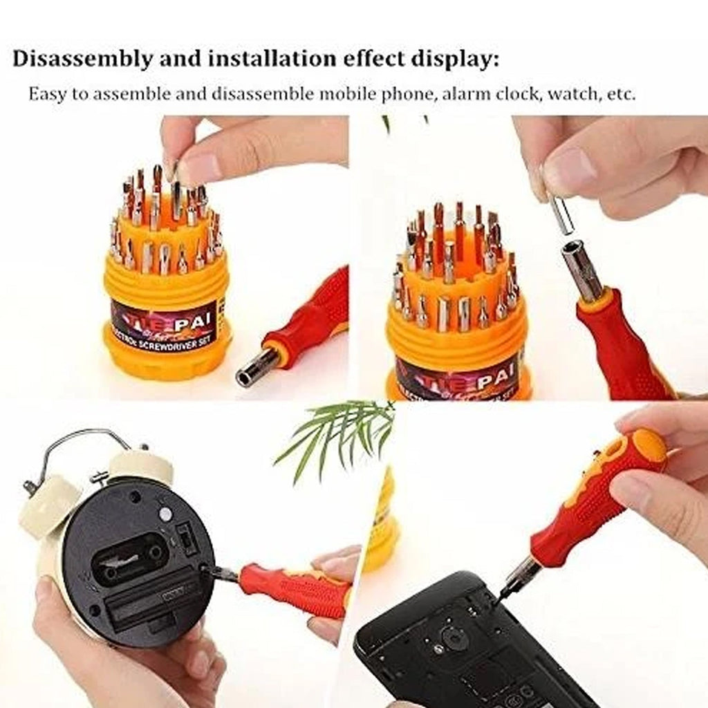 Precision screwdriver set handle with a magnetic bit attached, ready for intricate tasks.