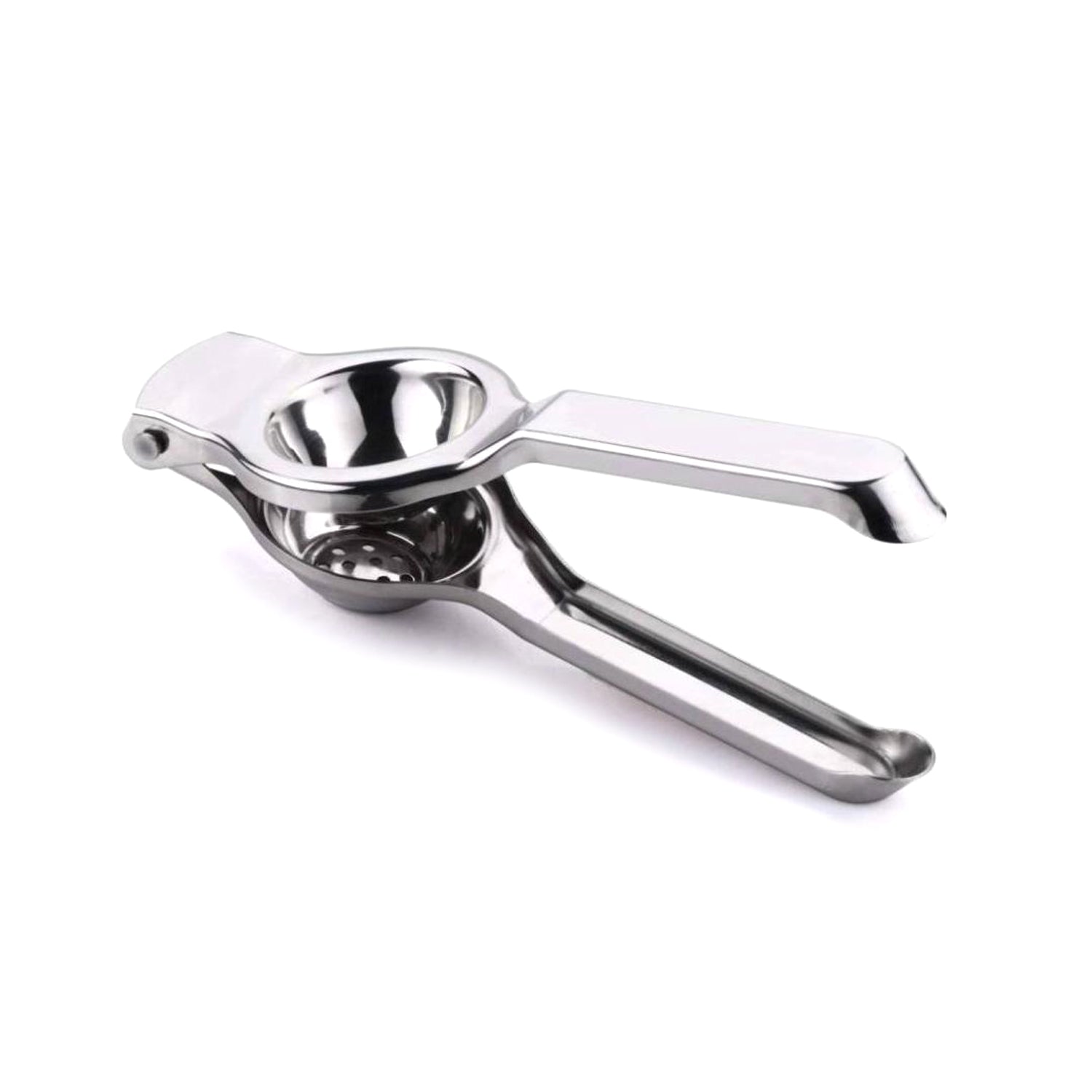 A durable kitchen tool, this stainless steel lemon press ensures maximum juice with minimal effort.