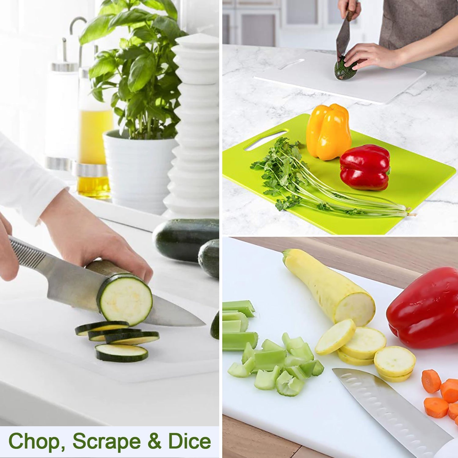 Practical plastic chopping board, ensuring efficient and safe food preparation.