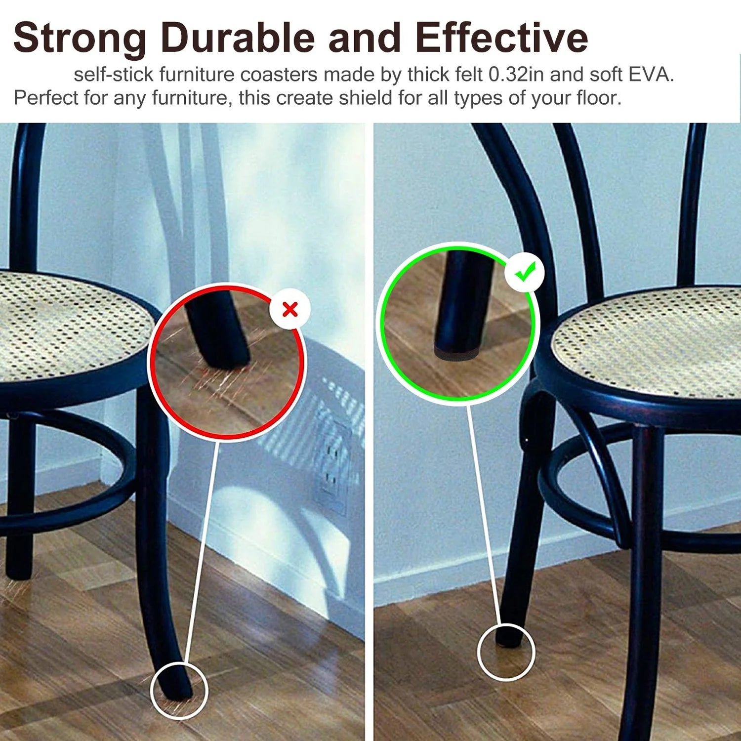 Hand peeling the backing off a furniture protection pad for easy application.