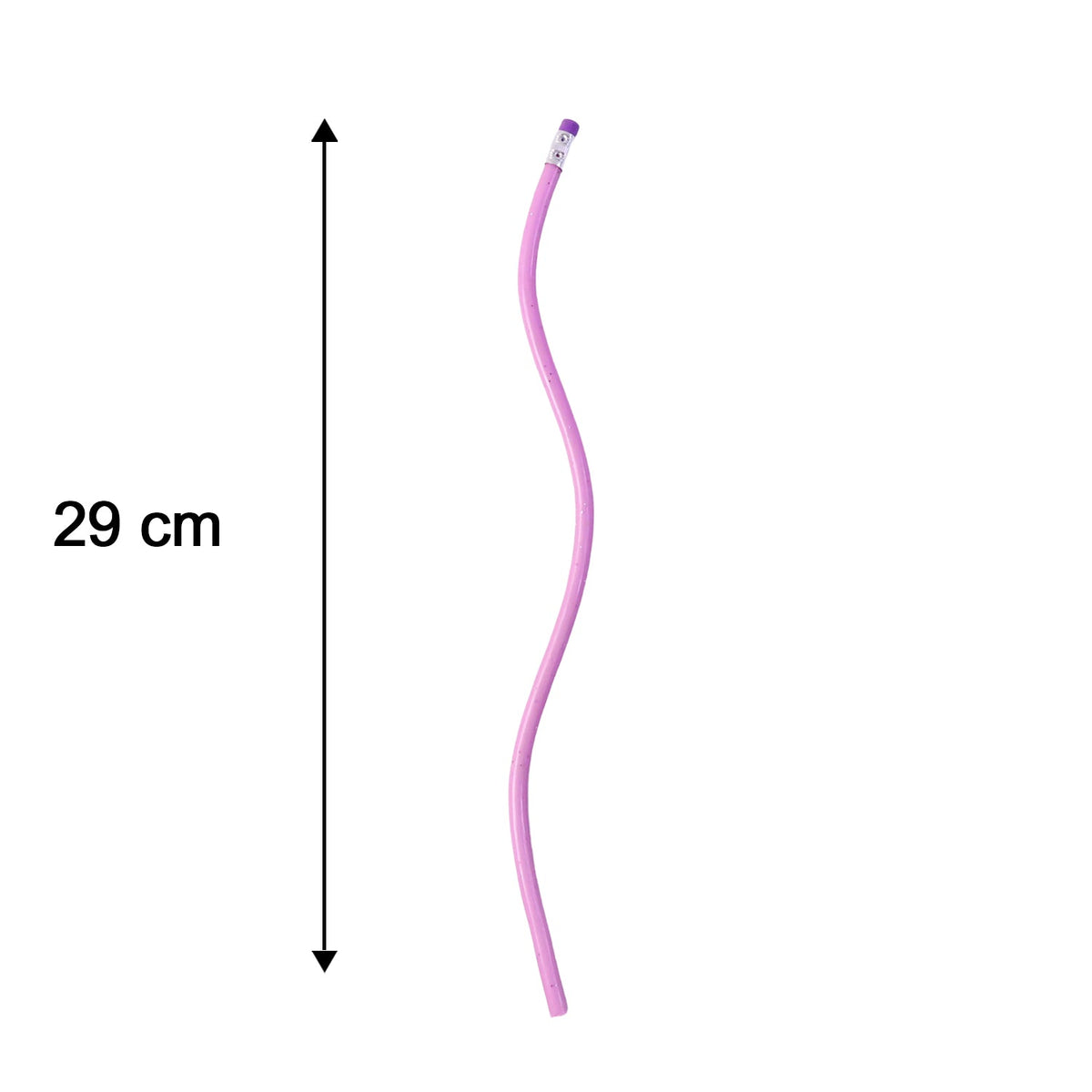 Dimensions of bendy pencils on a size chart