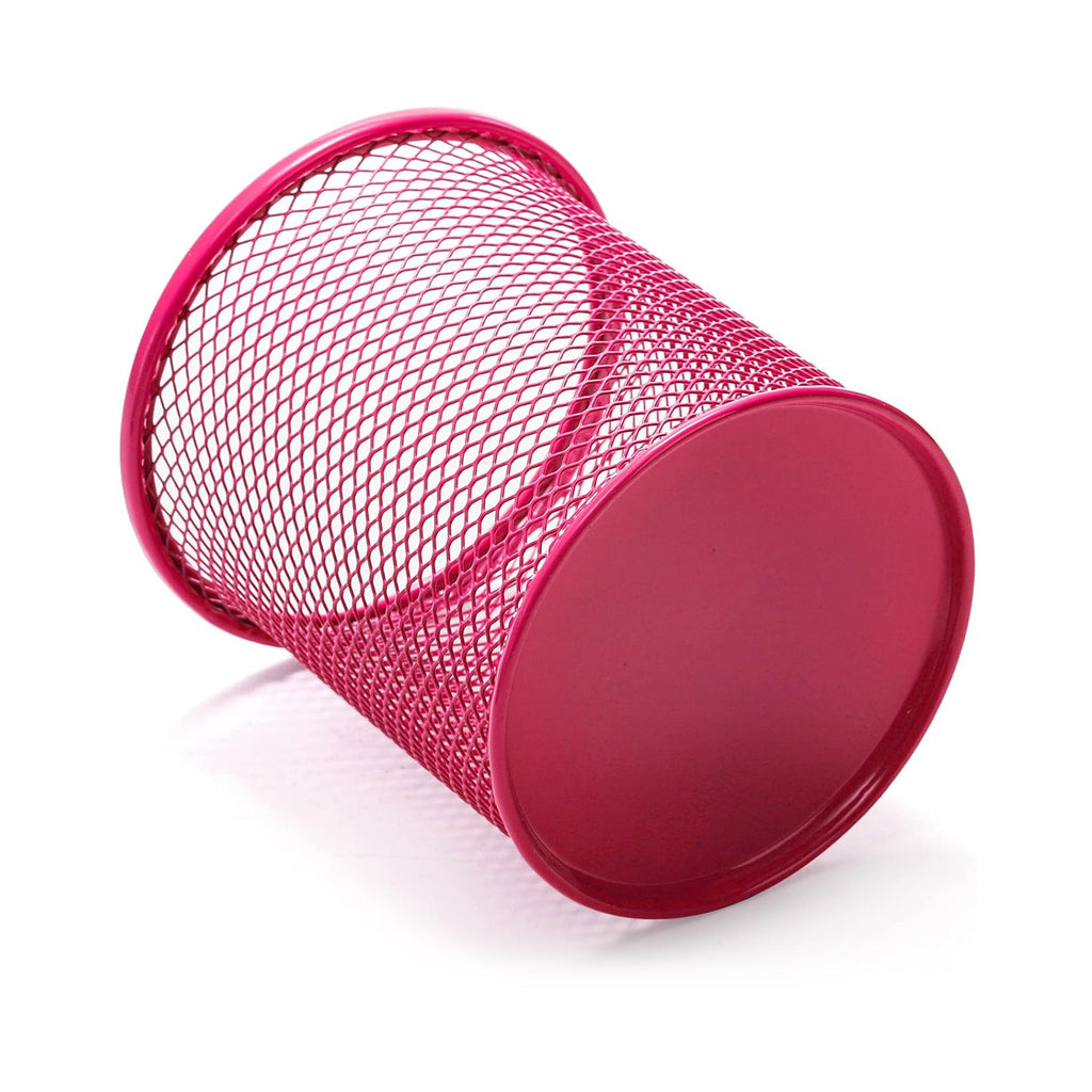 Metal mesh pen holder from Deskrova, ideal for efficient stationery storage.