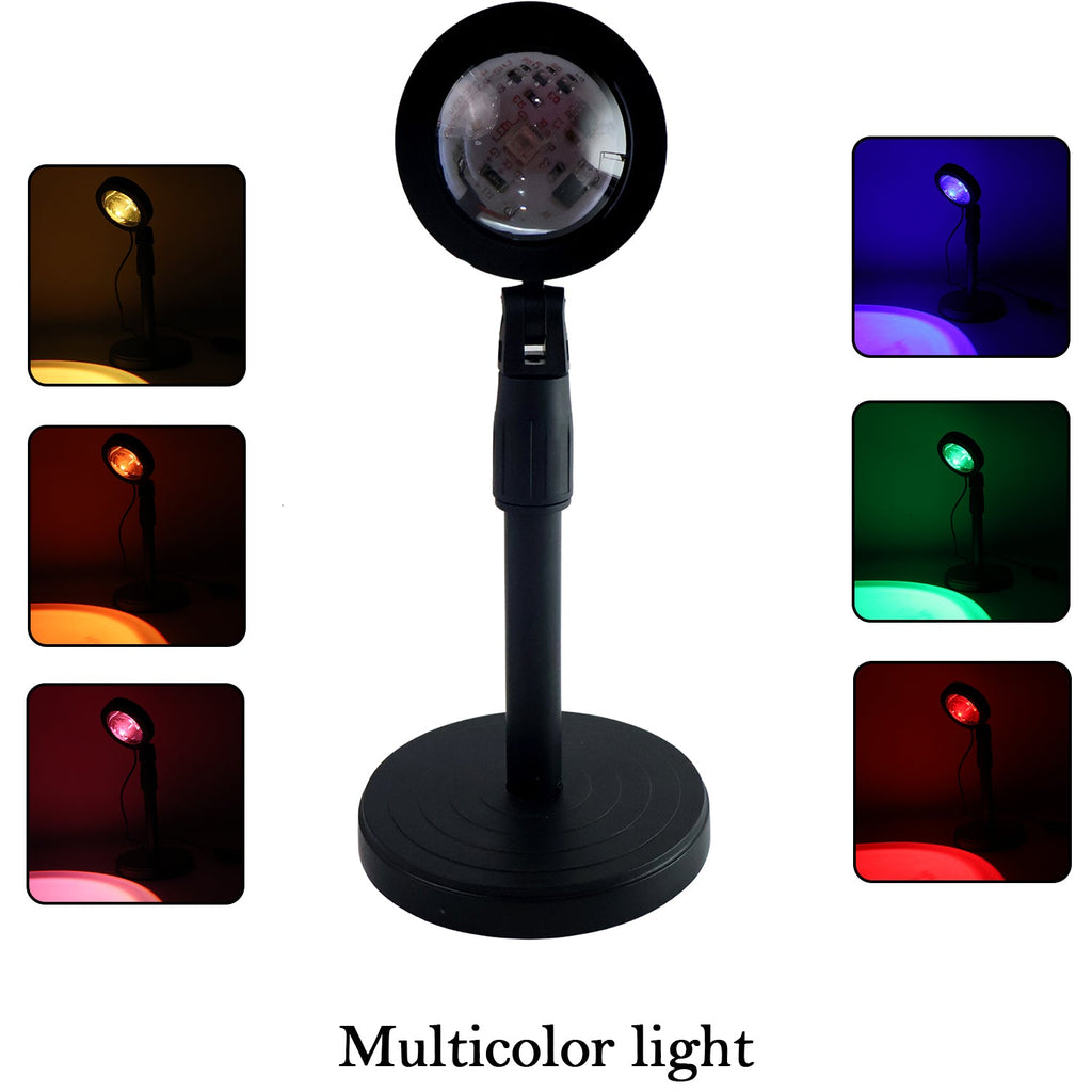 Two Sunset Projection Lamps displaying different color modes for comparison.