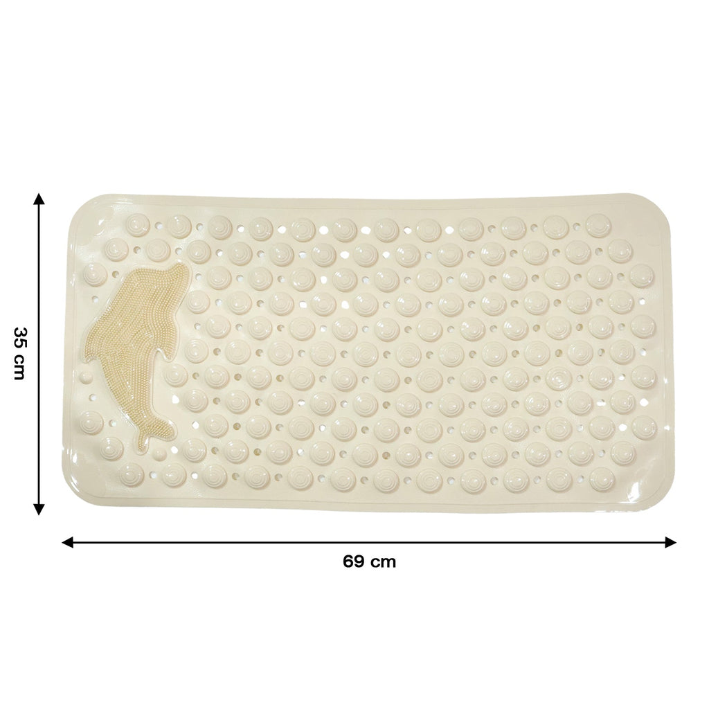 Anti-slip bath mat on wet bathroom floor enhancing safety and grip
