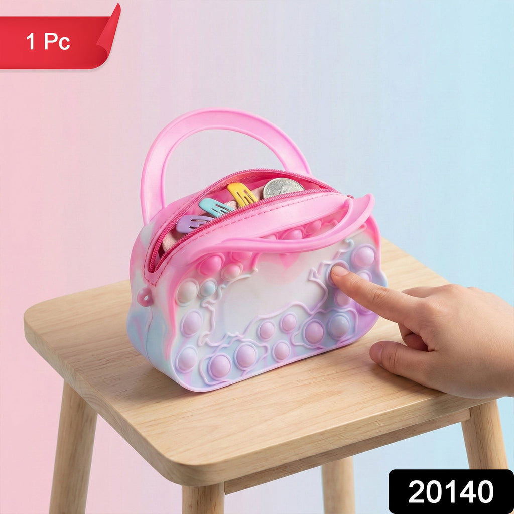 Rainbow coloured pop it fidget coin pouch for kids
