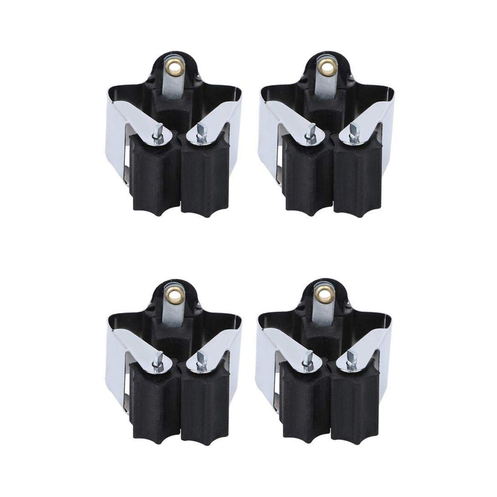 Variety of cleaning and garden tools neatly organized on multiple wall mount holders.
