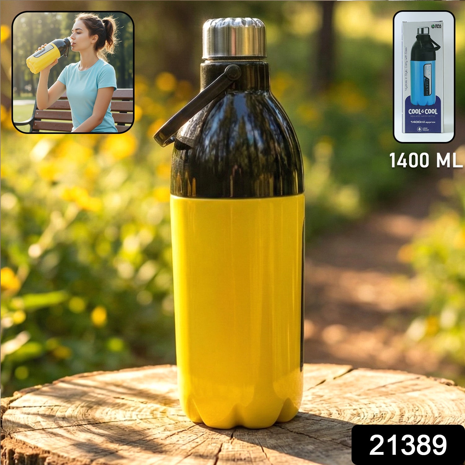 1400ml leakproof water bottle with durable screw cap lid