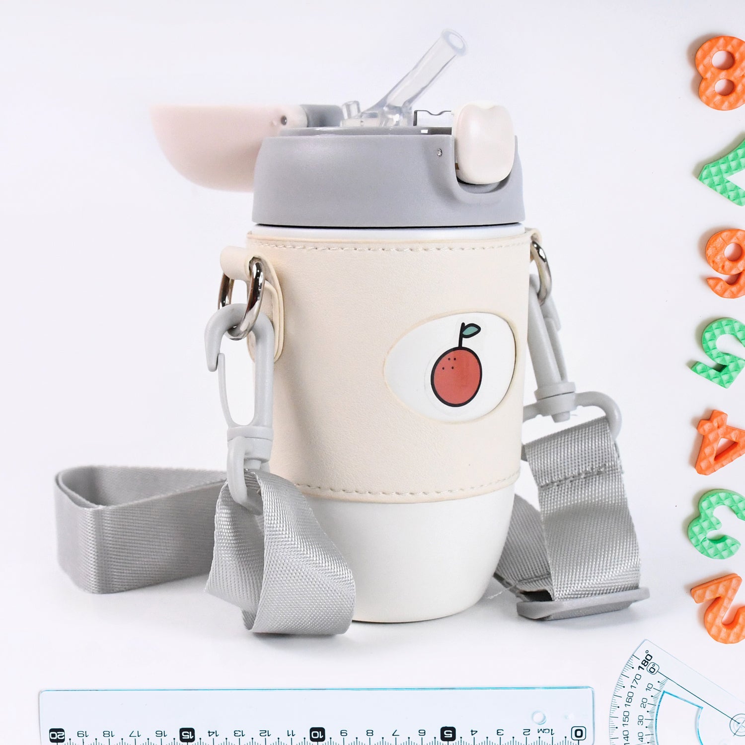 Attractive cartoon printed insulated coffee bottle for school and office