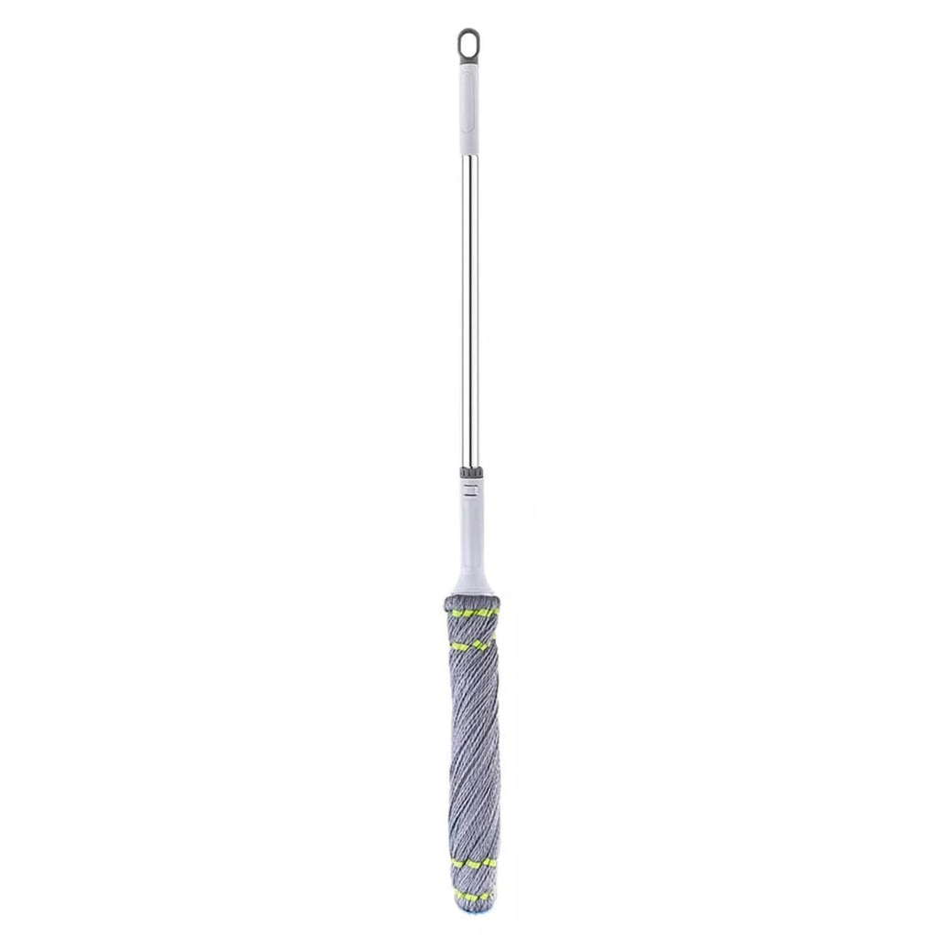 Compact self wringing mop with adjustable stainless steel handle stored neatly