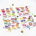 Colorful ABC jigsaw puzzle set for children, promoting early learning.