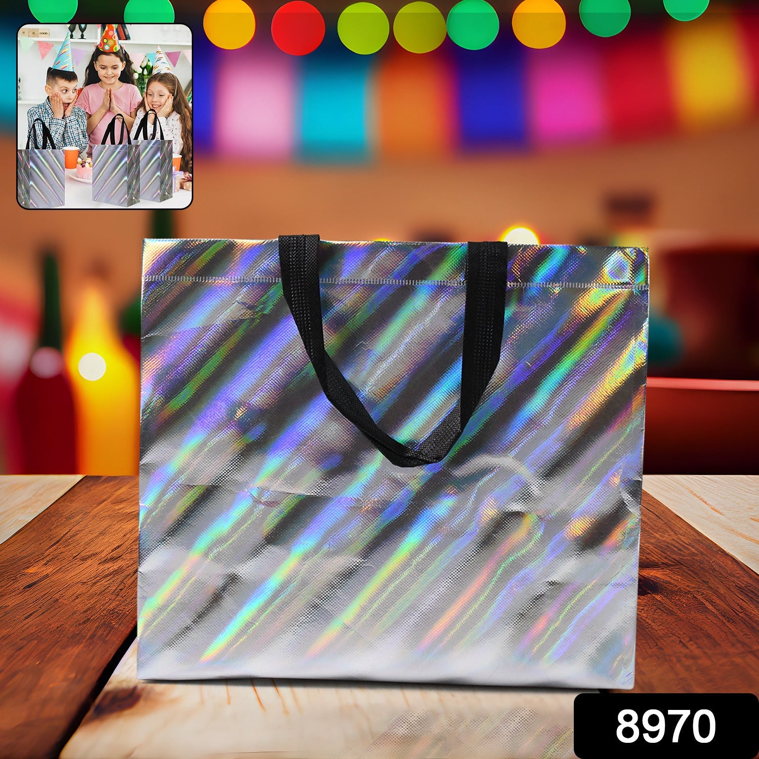Durable reusable party gift bag showing mix design with elegant patterns