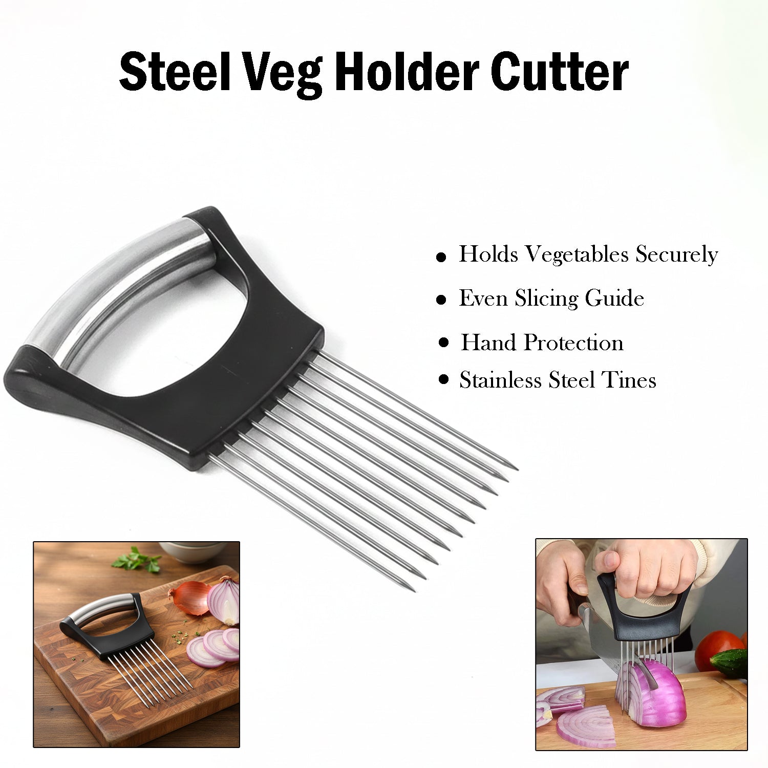 Multi-functional stainless steel onion cutter for kitchen