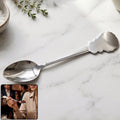 Elegant stainless steel dinner spoon with carved handle for daily dining