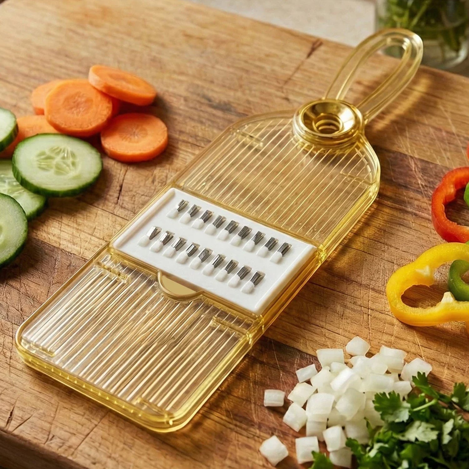 Veggie slicer perfect for chopping salads and garnishing