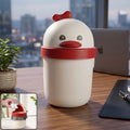 Mini desktop trash can with lid in chick shape for office and home