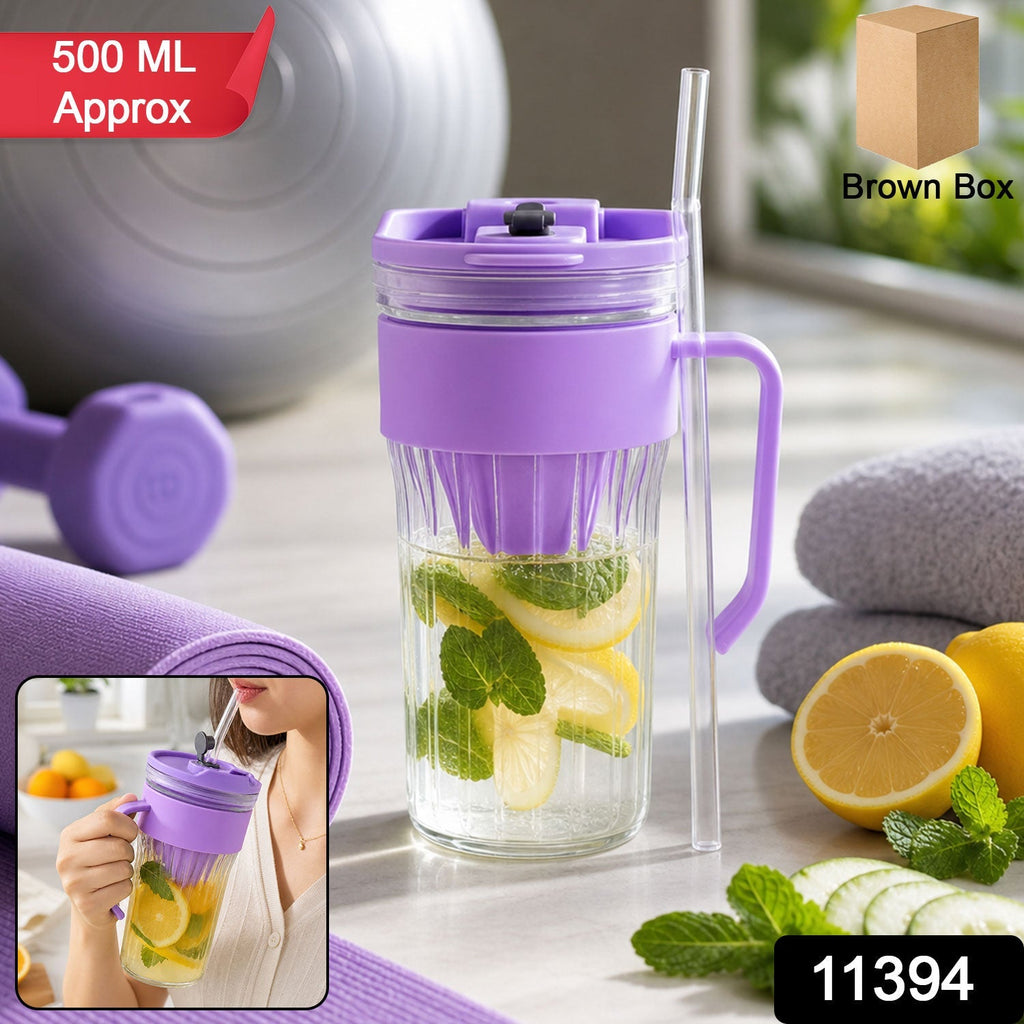 Glass tumbler with glass straw for eco-friendly hydration