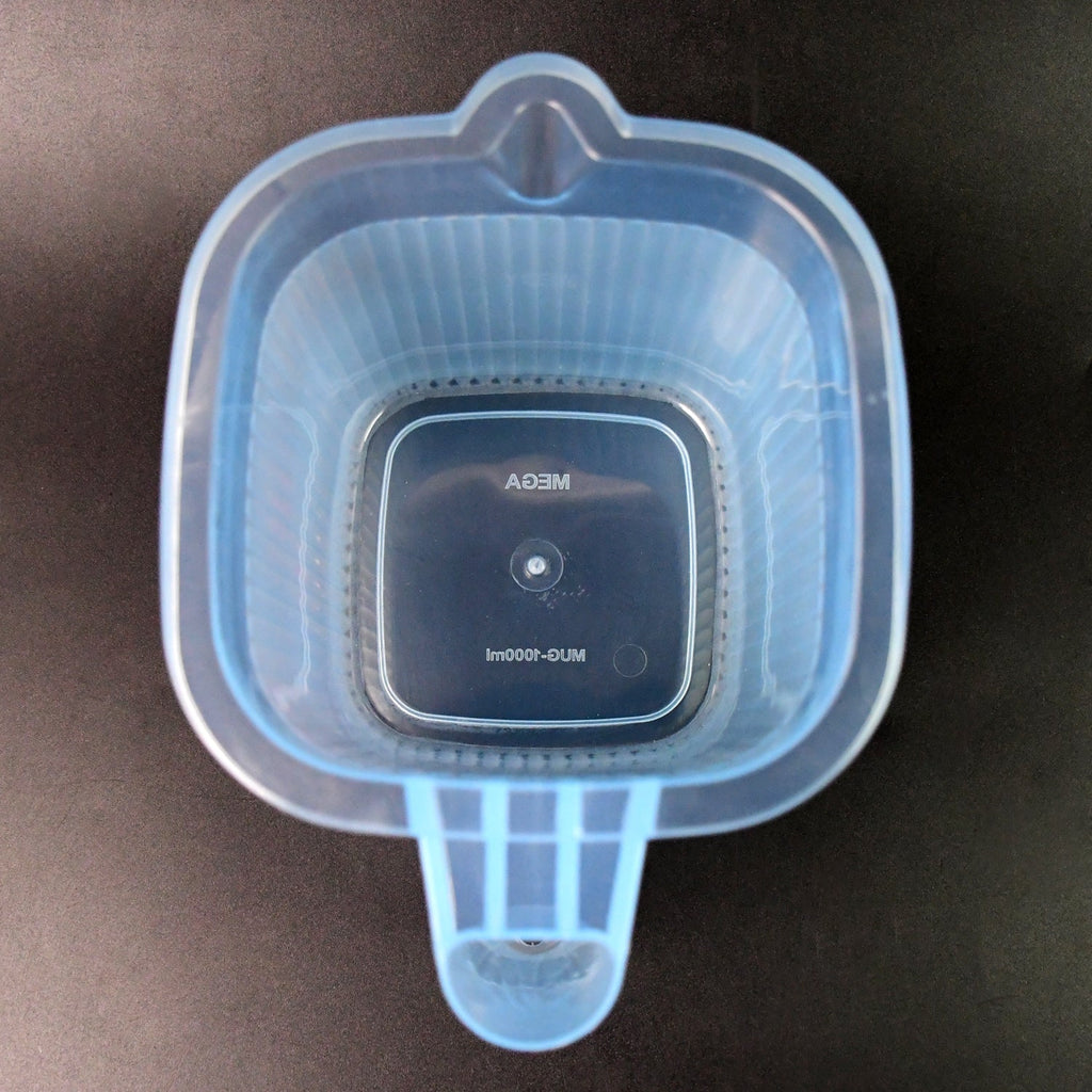 Side view of the durable transparent plastic water cup.