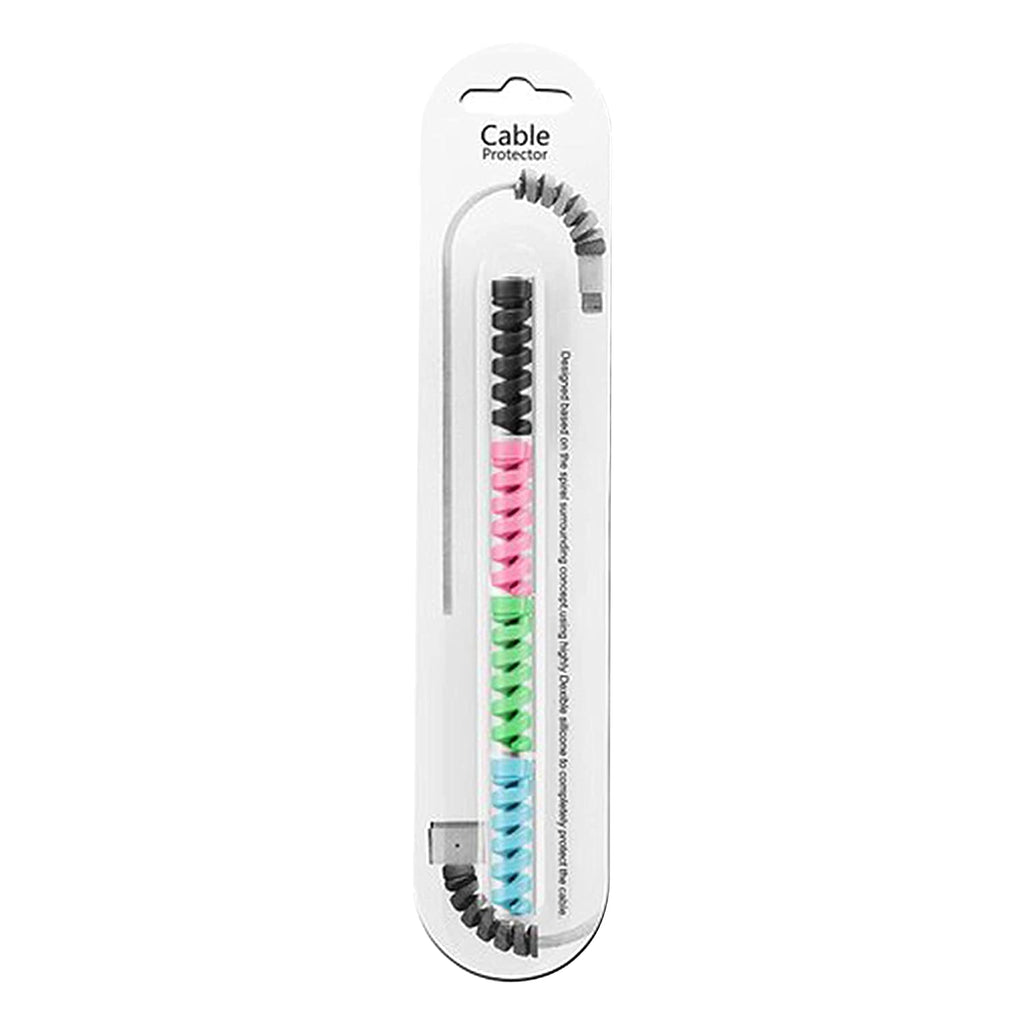Four spring-style spiral cable protectors effectively extending cable lifespan.