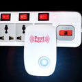 Ultrasonic pest repeller device with LED indicator on a clean surface.