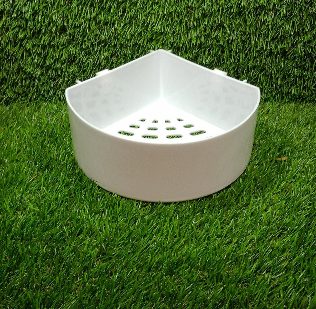 Empty triangle wall mount storage basket ready for use.