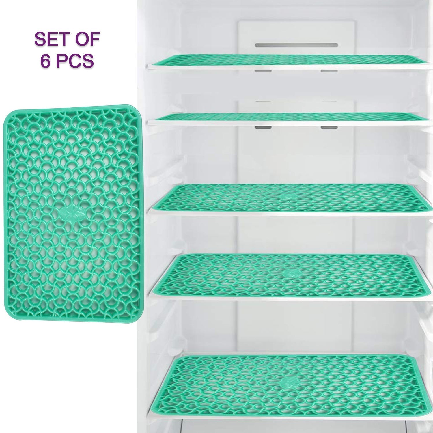 A set of fridge mats designed for hassle-free cleaning.